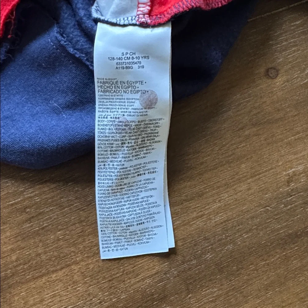 Sz S 8-10 Levi's blue, white, and red colorblock cropped hoodie sweatshirt